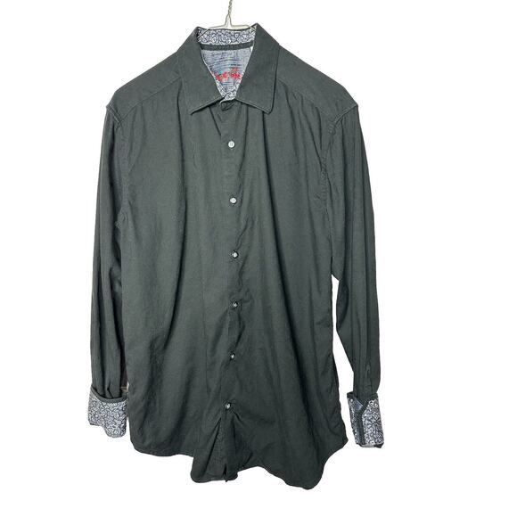 Robert Graham Paisley Jacquard Button‎ Down Shirt Flip Cuff Mens Medium Classic - Picture 1 of 8